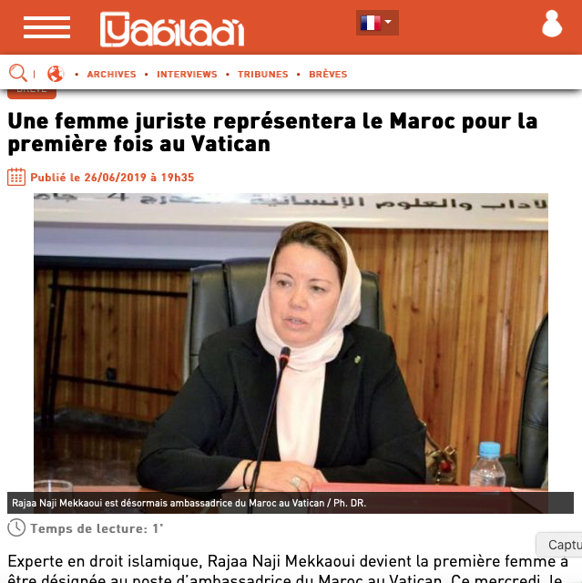 Une femme juriste représentera le Maroc pour la première fois au Vatican